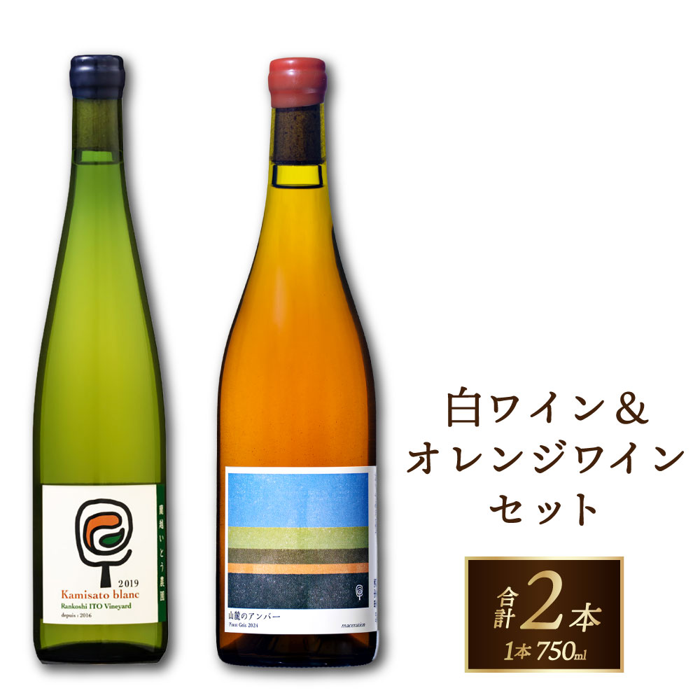 【ふるさと納税】白ワイン Kamisato blanc 2024 / オレンジワイン 山麓のアンバー Pinot Gris 2024 750ml 2本 各1本 ワイン お酒 アルコール 飲料 飲酒 ぶどう ブドウ 葡萄 冷蔵 北海道 蘭越町 送料無料