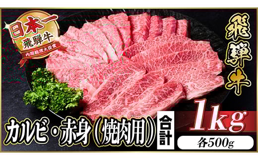飛騨牛 カルビ・赤身(焼肉用) 1kg(各500g)【1543764】
