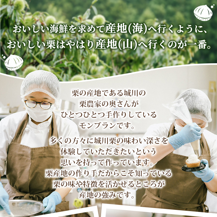 ＜抹茶と和栗のモンブラン 6個入り＞ マロン 和風 ケーキ 洋菓子 お菓子 おかし 和栗ペースト 生クリーム 渋皮煮 粒あん 小豆 ラム酒 濃厚 スポンジケーキ タルトカップ メニークエスト 愛媛県 