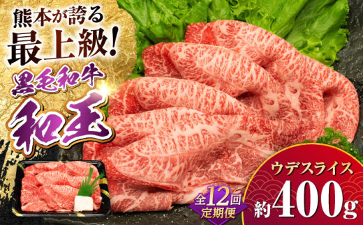 【全12回定期便】熊本県産 A5等級 和王 うでスライス 約400g 計約4.8kg【帝神志方ミート 株式会社】 牛 肉 うで ウデ 腕 スライス しゃぶしゃぶ すき焼き A5 和牛 国産 熊本 定期便 [AYCH021]