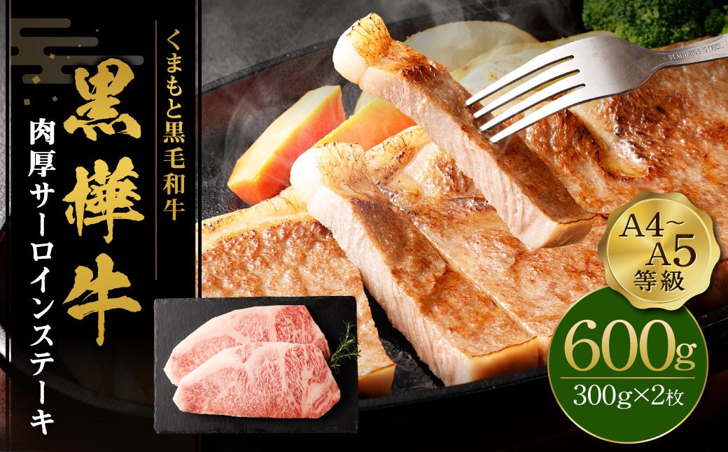 くまもと黒毛和牛 杉本本店 黒樺牛 A4~A5等級 肉厚サーロインステーキ 300g×2 計600gst-p