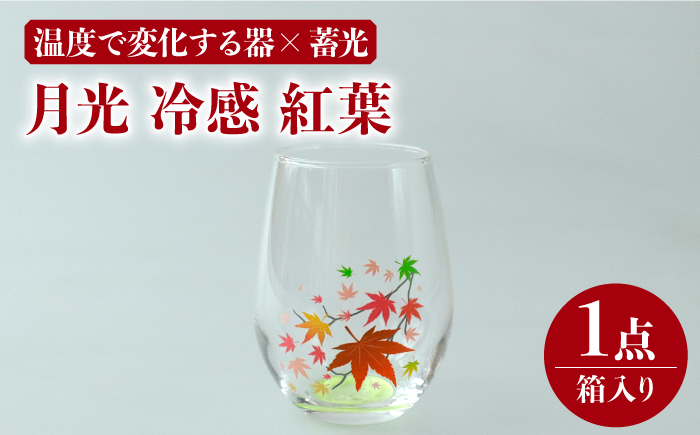 
温度で変化する器 × 蓄光『月光 冷感 紅葉』【丸モ高木陶器】 グラス 贈答 酒器 [TBA153]
