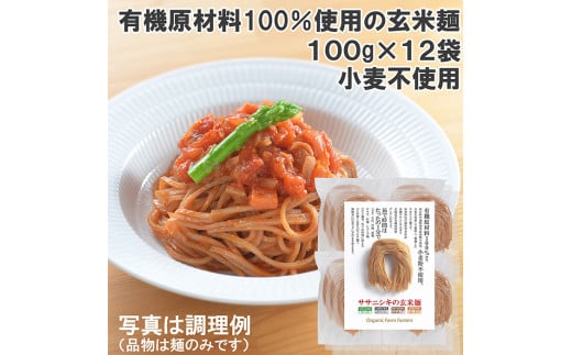 ササニシキの玄米麺 (細麺) 100g×12個 有機原材料100%使用 グルテンフリー パスタ ラーメン ヴィーガン 小麦粉不使用【有機農園ファーミン株式会社】tm123