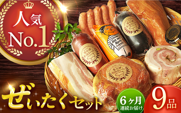 
            【国際大会金賞】【毎月9点×6回定期便】ぜいたくセット 毎月9品（計54品） / 無添加ロースハム 無添加ボンレスハム 無添加ベーコン ビアシンケン リオナ ベリーロールブロック ヤークトヴルスト スモークウィンナー / 長与町 / 雪の浦手造りハム [EAM030] 国産 ハム はむ ベーコン べーこん ウインナー 冷凍 肉 セット 詰め合わせ 詰合せ おつまみ バーベキュー BBQ 定期便
          