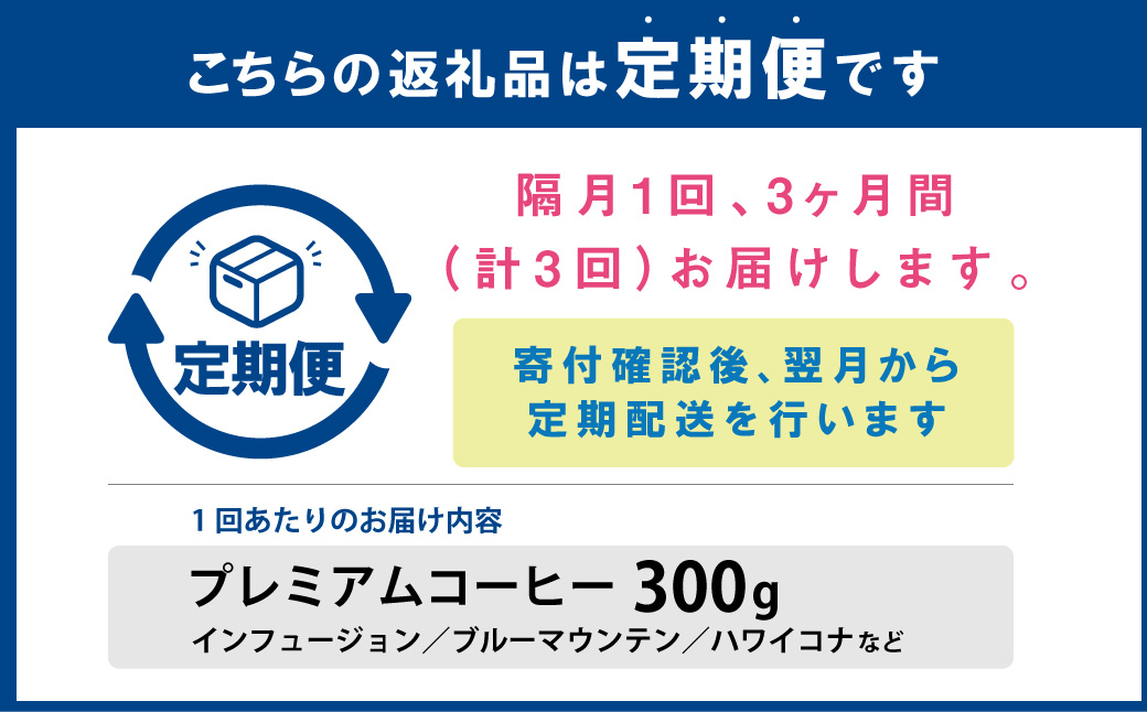 【 隔月3回 定期便 】 プレミアムオーダーメイド 焙煎 コーヒー豆 300g × 3回 （ 合計900g ）コーヒー 珈琲 飲み比べ