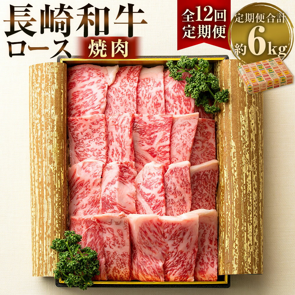 【ふるさと納税】【全12回定期便】長崎和牛 焼肉 ロース 約500g（2~3人前） 計6kg 和牛 牛肉 お肉 BBQ バーベキュー 冷凍 長崎県産 国産 九州 長崎県 長崎市 送料無料