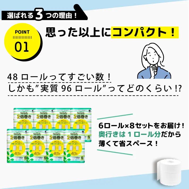 【2026年5月発送】 トイレットペーパー 無香料 シングル 2倍巻き 6ロール×8P 沼津 ﾄｲﾚｯﾄ