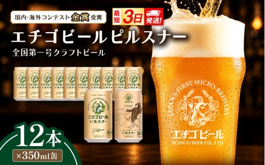 
                  エチゴビール ピルスナー350ml缶×12本 クラフトビール ビール 全国第一号クラフトビール ピルスナー 越後ビール 地ビール アルコール お酒 酒 新潟県 新潟 【最短3日～7日以内配送】 
                