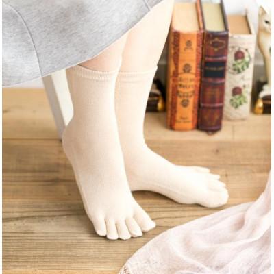 ふるさと納税 海陽町 【婦人サイズ22〜24cm/クルー丈/ベージュ】五本指肌シルクソックス3足セット〈すべり止め有〉