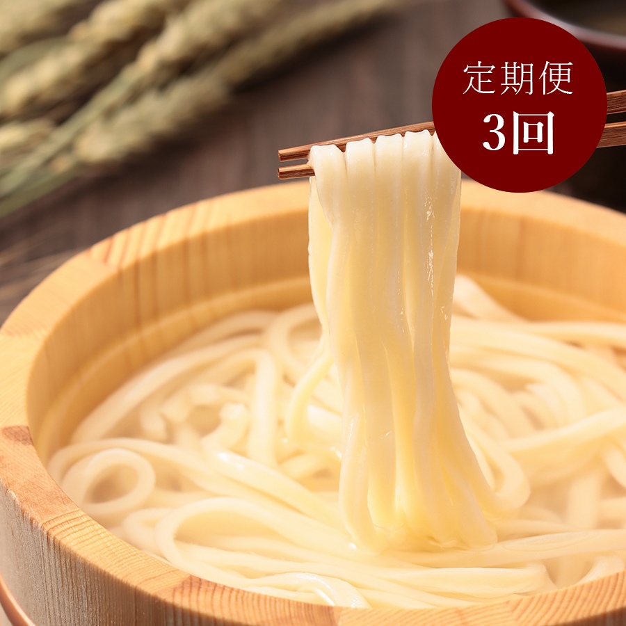 【3カ月定期便】＜亀城庵＞国産小麦「うどん」薫（太切麺・半生）240g×10袋