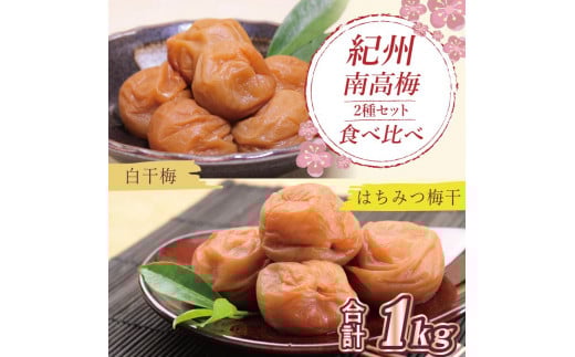 いなみの里梅園　はちみつ梅500g、白干梅500g食べ比べセット【和歌山産】紀州南高梅　印南町　