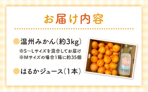 【先行予約】 温州 みかん 3kg＆果汁100％ストレート ジュース 1本 みかん ミカン 柑橘 西海みかん 温州みかん 贈答 ギフト みかん ジュース  ＜Da・IWASAKI　FARM＞ [CCZ