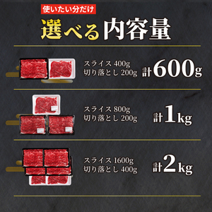 【田村精肉店】北海道産ブランド牛の赤身600g(スライス400g・切り落とし200g)【配送不可地域：離島】 AI021 | 赤身 牛肉