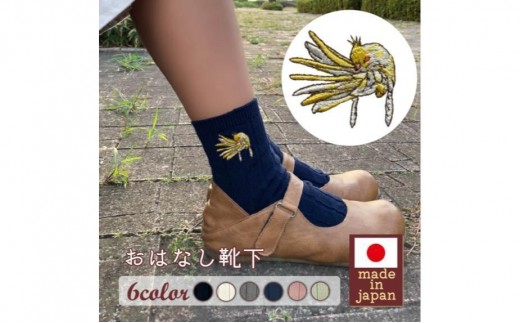 おはなし靴下 ギフトボックス オカメインコ キッズ グリーン