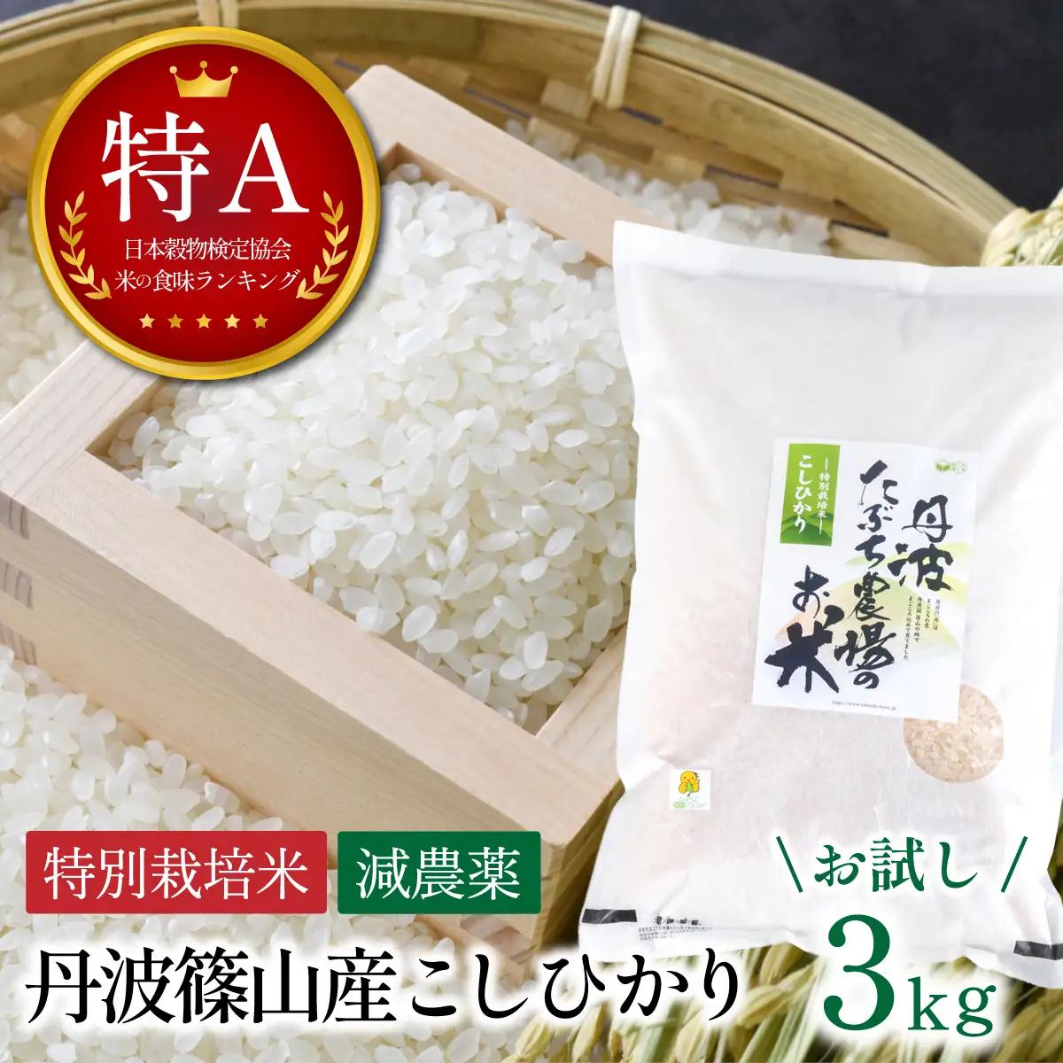 新米予約〈スピード出荷〉減農薬 特A 丹波篠山産 特別栽培米 こしひかり 3kg 精米