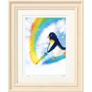 イラスト作家「菜生」アートフレーム〈雨のち虹〉ペンギン【1508174】