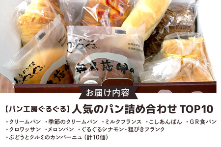 【パン工房ぐるぐる】人気のクリームパンも食パンも入った　ＴＯＰ１０