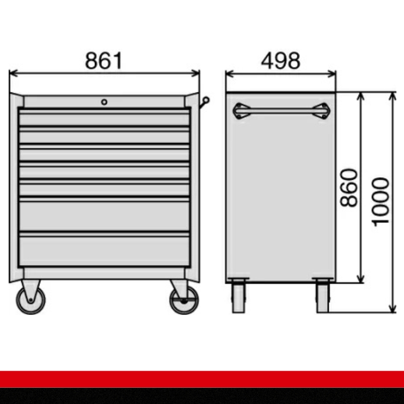 TONE トネ ワイドローラーキャビネット WSW207R　工具　TONE　トネ｜トルクレンチ デジタル 工具 整備士 自動車 バイク DIY 日本製 メンテナンス 15001-30025222_イメ
