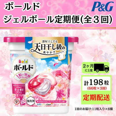 【ふるさと納税】【2ヵ月毎定期便】ボールド洗濯洗剤ジェルボールブロッサム 11粒入り×6個(合計66粒)全3回【4067564】