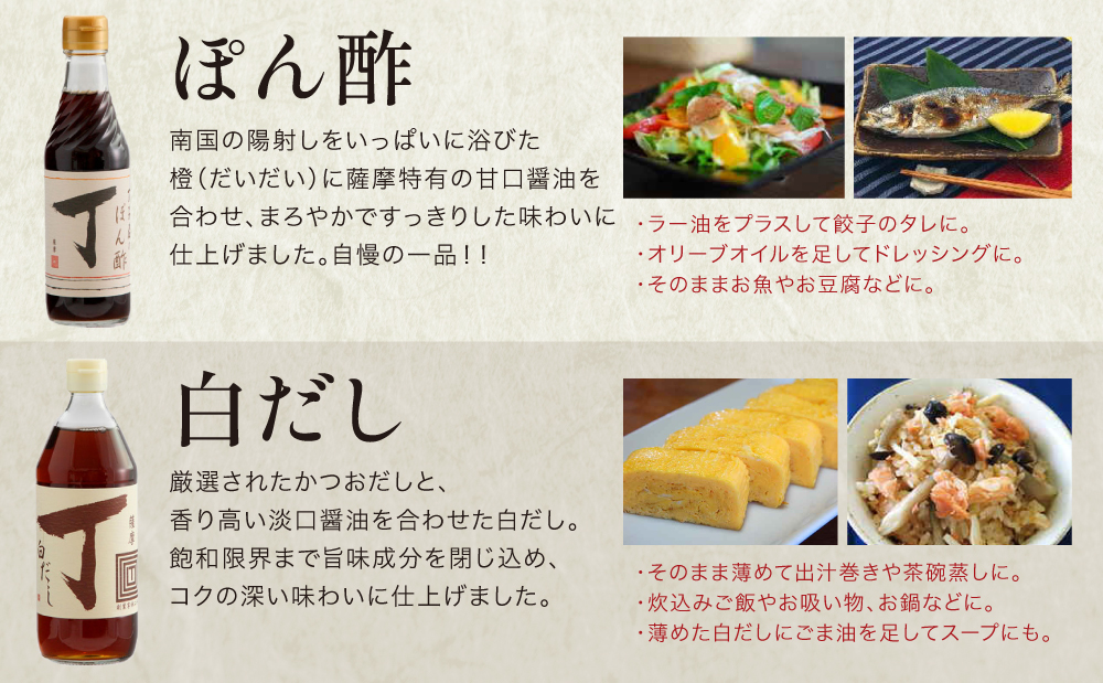 【創業享保20年の老舗醤油屋】丁子屋のかごしま調味料 詰め合わせ (6種) 贈答用 調味料 醤油 つゆ めんつゆ 酢 お酢 なごみ酢 鹿児島 南さつま市