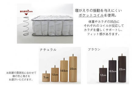 ザ・ベッド クイーン オレンジ 160×195 脚18.5cm ナチュラル 脚付きマットレス  寝具 F7Z-1053