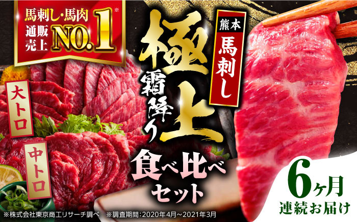 
            【全6回定期便】熊本県産 馬刺し 計500g ( 大トロ 200g 霜降り中トロ 300g ) 専用醤油付き 熊本 霜降り 中トロ 国産 冷凍 馬肉 馬刺 ヘルシー 真空 パック 極上 小分け【株式会社 利他フーズ】[YBX017] 
          