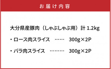 0045N_美味しい大分県産豚のしゃぶしゃぶ/ロース＆バラ肉1.2kg