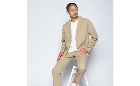 【ふるなび限定】メンズ アンクルストレートパンツ「ワークウェアスーツ」スーツに見える作業着 　 丸洗い可 ストレッチ 速乾 部屋干し可 撥水 シワになりにくい　ベージュ FN-Limited-SP フ