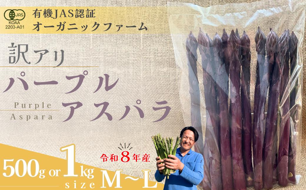 
                  【先行予約】【訳あり】オーガニック パープルアスパラガス  M～L 500g or 1kg【オーガニックアスパラ 有機JAS認証 パープルアスパラガス M～Lサイズ 新鮮野菜 産地直送 500g 1kg 春野菜 自然栽培 循環型農法  甘いアスパラガス 香り豊か 太陽の恵み 大地の恵み 野菜ギフト 旬の野菜 お取り寄せ野菜 訳あり】
                