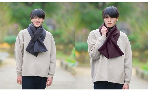 ハンテンマフラー（ブラウン×チャコールグレー）