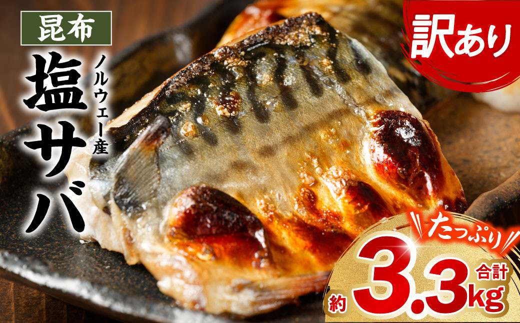 
            【訳あり】昆布塩サバ 合計約3.3kg 鯖 さば 真鯖 真サバ 真さば 鮮サバ 鮮さば 鮮鯖 鮮魚 冷凍 鯖の塩焼き 鯖の味噌煮 惣菜 お弁当 おつまみ
          