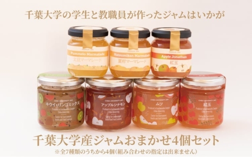 
                  千葉大学産 ジャム おまかせ4個セット 国産 瓶 セット マーマレード 林檎 リンゴ アップル キウイ 調味料 朝食 パン おやつ 日本製 おすすめ 美味しい ギフト プレゼント 柏の葉キャンパス産 自宅用 家庭用 [№5412-0023]
                