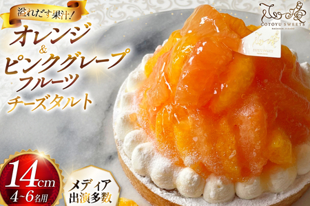 フルーツ タルト オレンジ & ピンク グレープフルーツ チーズタルト 1ホール 14cm [心優-Cotoyu Sweets- 長崎県 平戸市 hr42bjo490029]