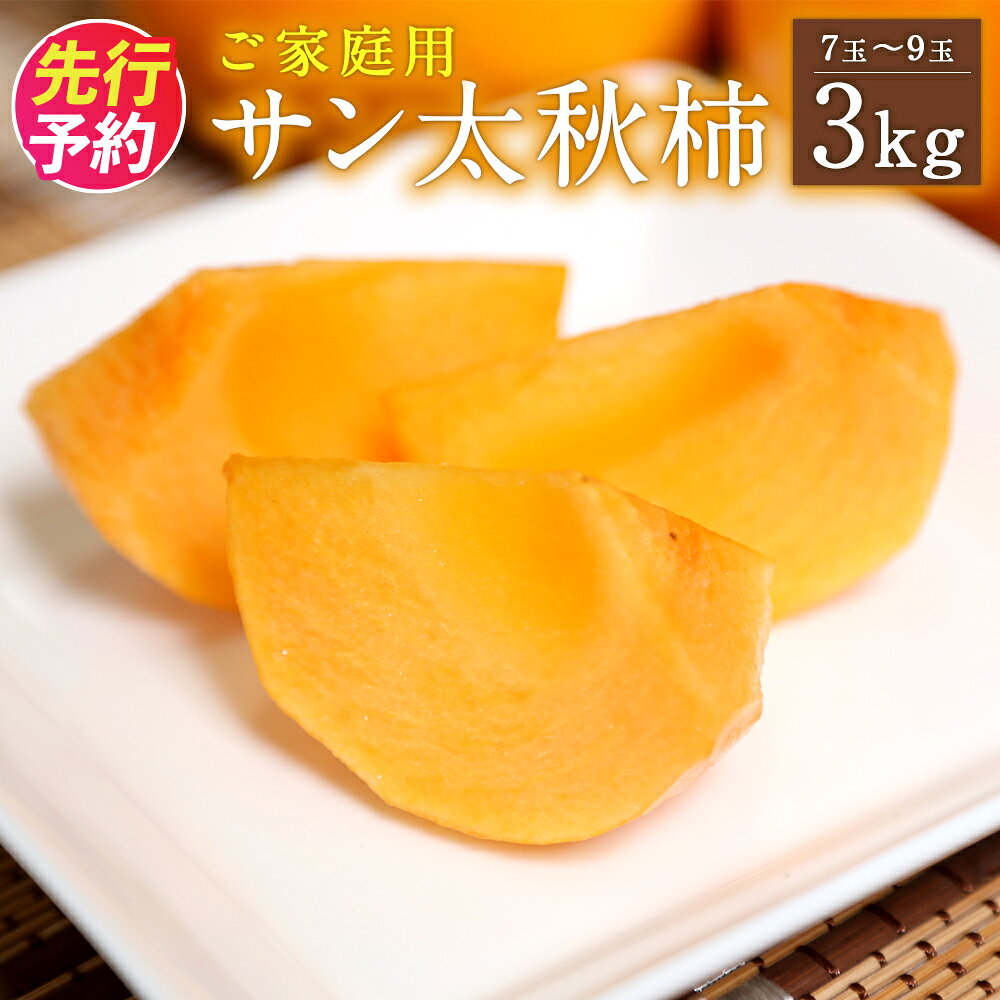 【ふるさと納税】＜ R8年熊本地震復興支援 ＞ 家庭用 サン太秋 3kg 超大玉7〜9玉 段ボール箱 柿 太秋柿 かき カキ 果物 フルーツ 九州産 熊本 訳あり 予約受付 先行販売 送料無料【2026年10月下旬～12月上旬発送予定】