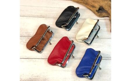 イタリア本革（牛革）のがま口小物入れ イエロー