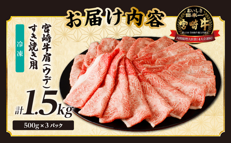 【12月配送】「宮崎牛肩(ウデ)すき焼き用」計1.5kg 肉 牛 牛肉 おかず 国産_T009-016-612【人気 肉 ギフト 肉 食品 肉 すきやき 肉 しゃぶしゃぶ 肉 BBQ 肉 贈り物 肉 