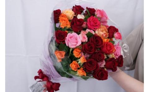 生産農家直送！大輪のバラ花束 20本セット ※沖縄・離島への配送不可 | 贈答用 20本 植物 花 華 お花 フラワー 生花 切り花 花持ち ばら バラ 薔薇 ローズ 花束 ブーケ 包装 ご家庭用 ギ