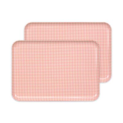 ふるさと納税 和歌山市 STトレー L 39cm チェック ピンク 2枚セット 食洗機対応のトレー