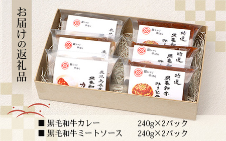 ［2種類］＼日本料理人の手作り／ 鹿児島県産 黒毛和牛レトルトパック 2種セット ≪合計6パック≫ カレー（240g×3パック）/ミートソース（240g×3パック）GN-9｜鹿児島県 南大隅町 あたた