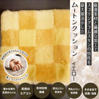 ふるさと納税 桜井市 【イエロー】ムートンクッション Sサイズ(40×40cm　毛長:25mm)1枚