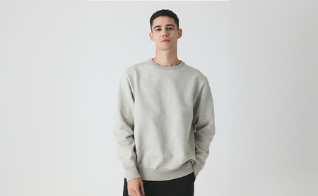 ニット アンユースレス プレーン クルーネックスニット 服 洋服 ファッション ビジネス カジュアル  耐久性 上品 コーマ糸 無撚糸コットン 洗濯可能 墨田区 東京都 Ｌグレー/M規