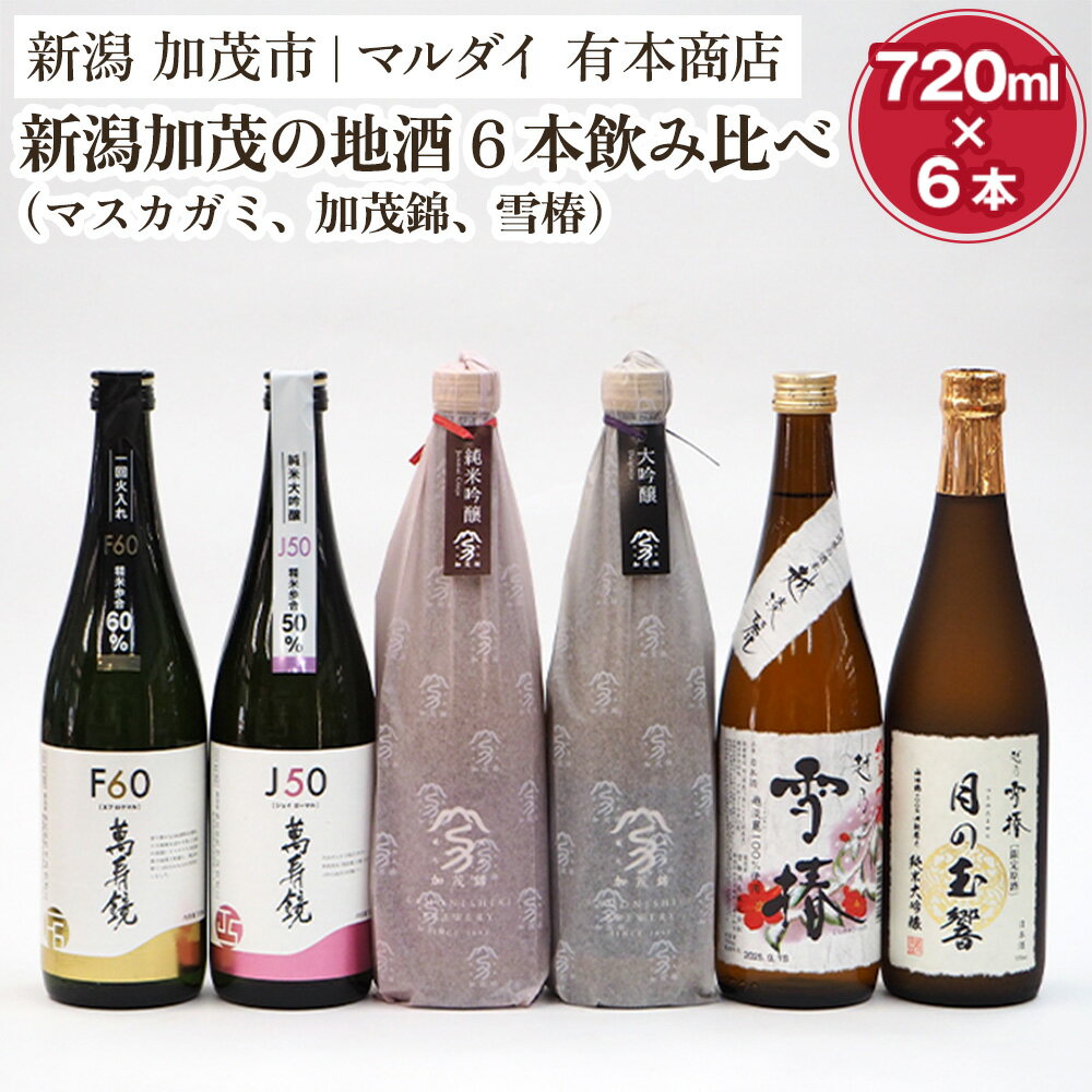 【ふるさと納税】新潟加茂の地酒6本飲み比べ（マスカガミ・加茂錦・雪椿）720ml×6本 日本酒 お酒 セット 新潟地酒 加茂市 マルダイ有本商店