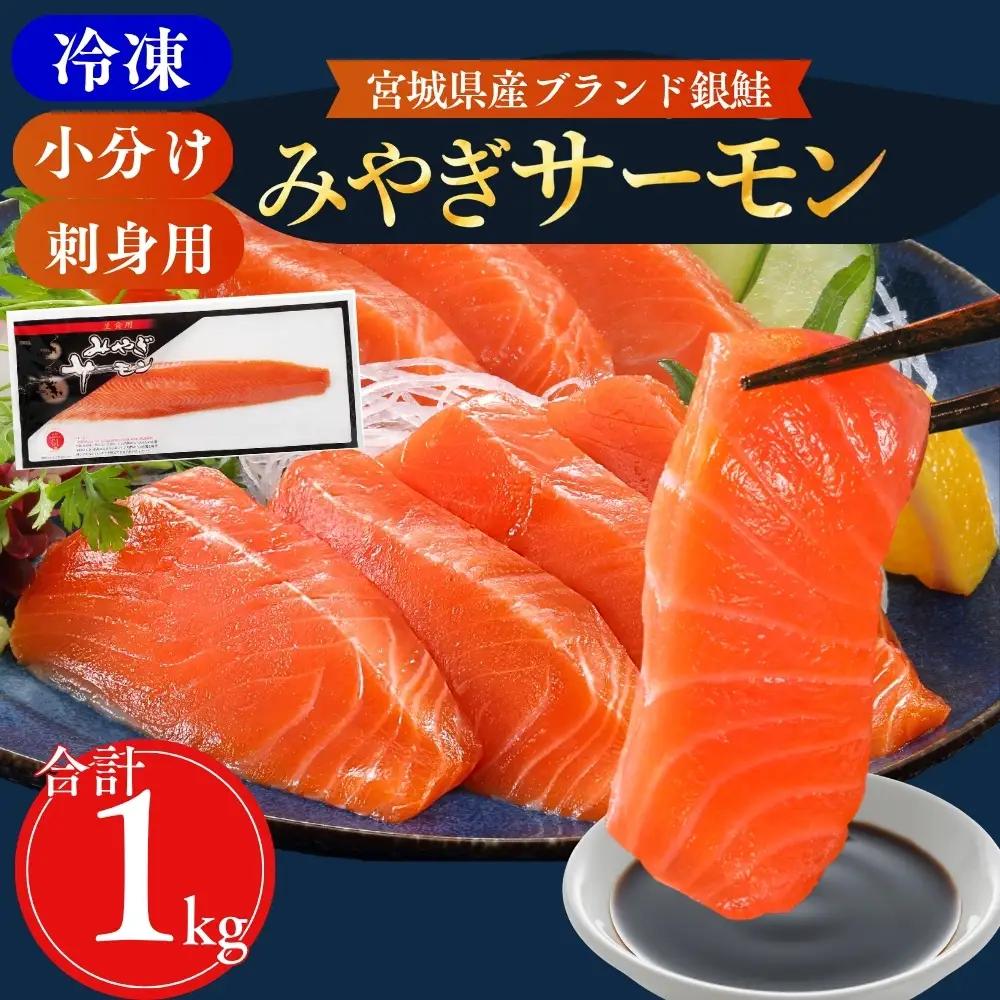 【宮城県漁協直送】【小分け】冷凍 生食 みやぎサーモン（小骨処理済）刺身用柵 約1kg（4パック）