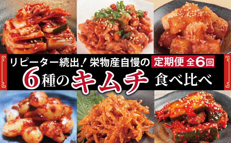 【リピーター続出】6種 キムチ食べ比べ 定期便 全6回【毎月配送コース 高評価 人気 惣菜 きむち 漬物 韓国グルメ おつまみ 家計応援 お楽しみ 福袋 大阪 泉佐野 大阪府 泉佐野市】