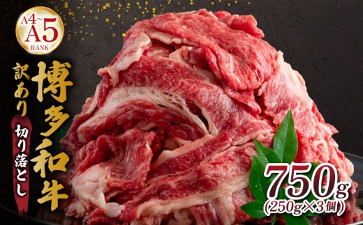 【訳あり】【A4～A5ランク】博多和牛 切り落とし 750ｇ（250g×3個）