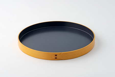 80P6008 【大館曲げわっぱ】丸盆(尺)紫紺