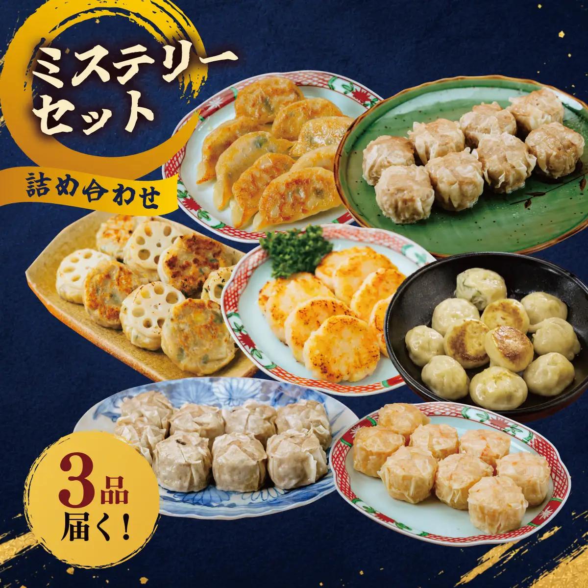 大容量ミステリーセット（3種類）｜人気点心おまかせ詰め合わせ｜　餃子　焼売　シュウマイ　点心　中華　惣菜　冷凍　冷凍食品　おかず　おつまみ　詰め合わせ　福袋　おまかせ　ミステリーセット　食べ比べ　小籠包　れんこん餃子　海老　えび　豚肉　大容量　手作り　国産　神奈川県　秦野市 [020-50]
