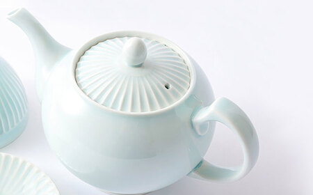 【波佐見焼】しのぎ ポット 青磁 食器【一龍陶苑】[CC76]