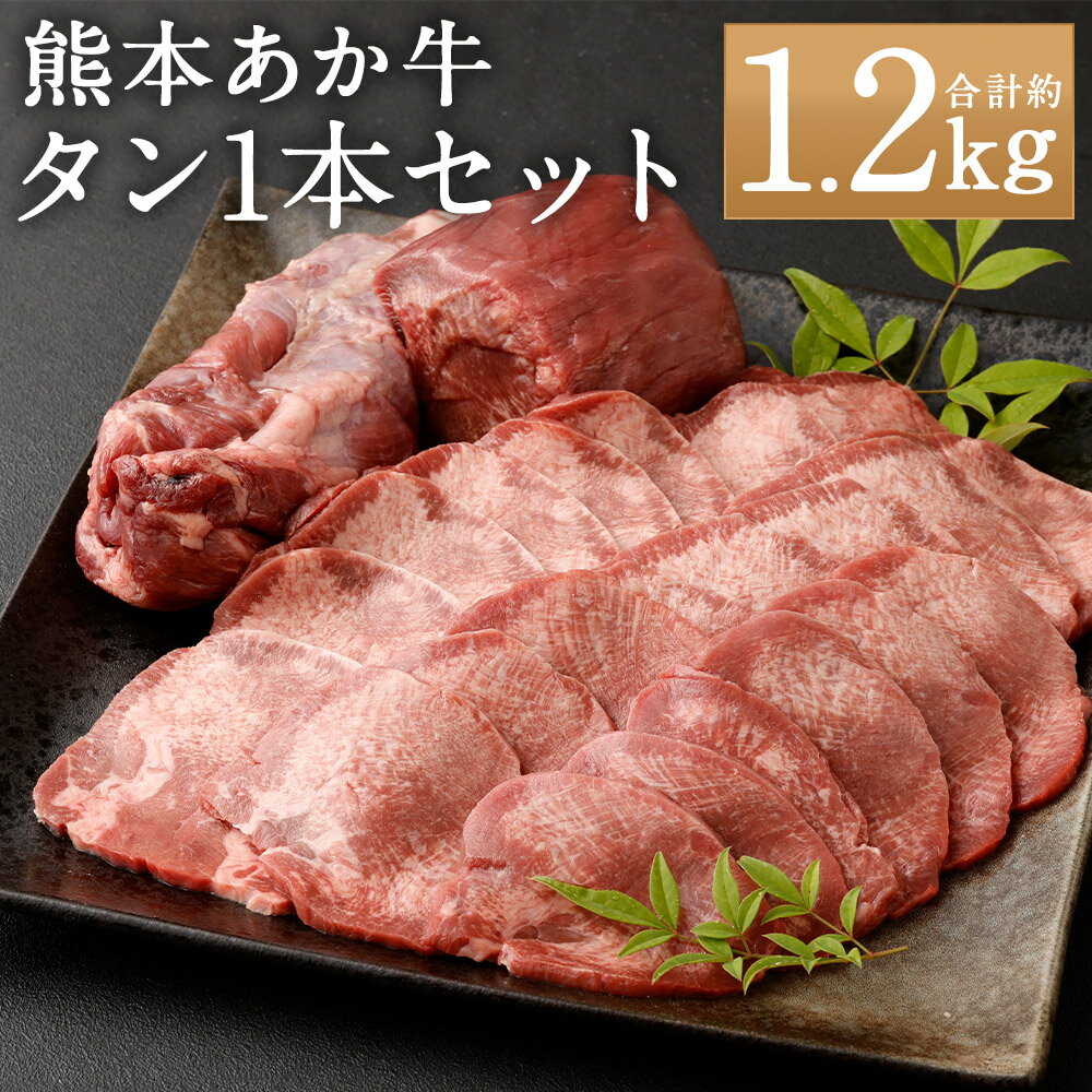 【ふるさと納税】数量限定！熊本あか牛タン1本セット 計約1.2kg タン元（焼き肉用）・タン下（煮込み加工用） あか牛 牛肉 お肉 タン タンゲタ タン下 タン先 厚切り 焼肉 焼き肉 煮込み料理 シチュー スープ 冷凍 国産 九州 熊本県 人吉市 送料無料