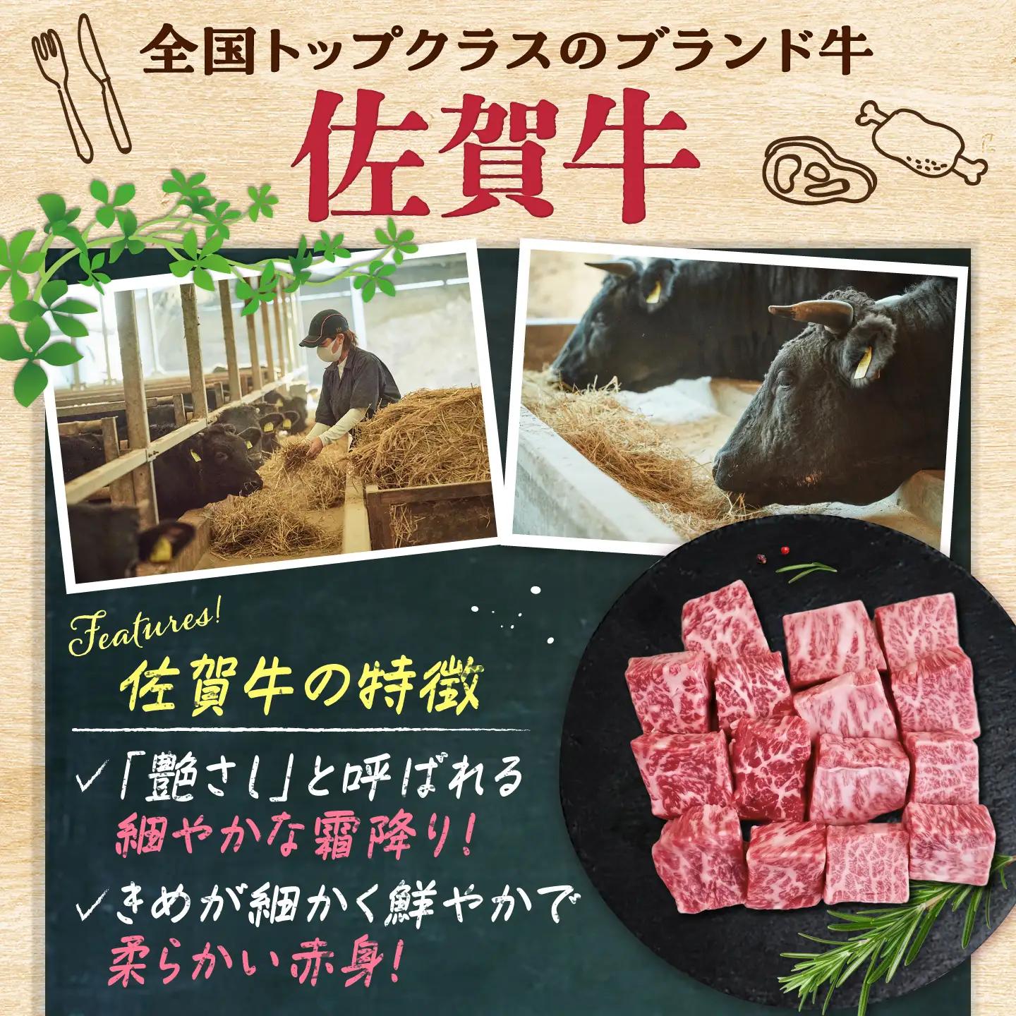 佐賀牛 サイコロステーキ 600g（約3-4人前） / 牧場直送 国産 牛肉 ステーキ サイコロ / 佐賀県 / 有限会社佐賀セントラル牧場[41ASAA324]